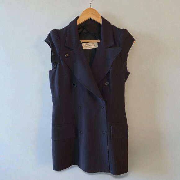 Maison Margiela 1990 Printemps Ete Navy pinstripe wool sleeveless jacket - Picture 1 of 6
